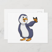 Pinguin mit Schmetterling Postkarte (Vorne/Hinten)