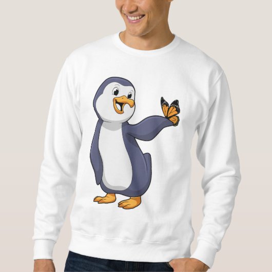 Pinguin mit Schmetterling Sweatshirt (Vorderseite)