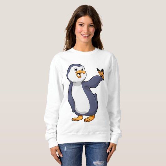 Pinguin mit Schmetterling Sweatshirt (Vorne ganz)