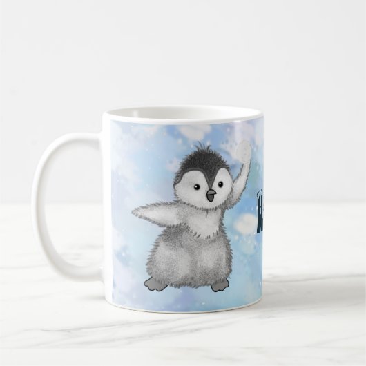 Pinguin mit Schneeball Kaffeetasse (Links)