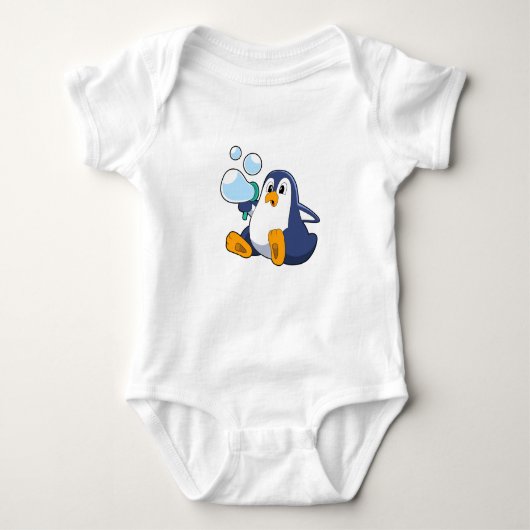 Pinguin mit Seifenblasen.PNG Baby Strampler (Vorderseite)