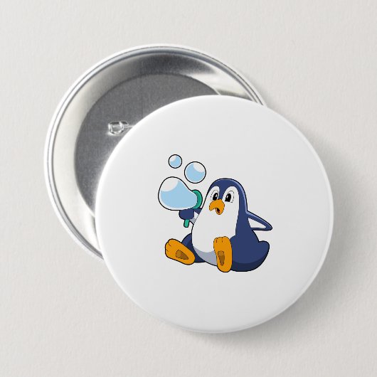 Pinguin mit Seifenblasen.PNG Button (Vorne & Hinten)