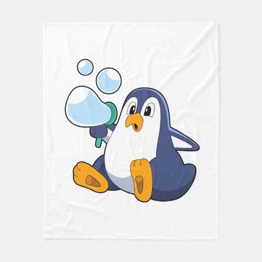 Pinguin mit Seifenblasen.PNG Fleecedecke (Vorderseite)