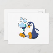 Pinguin mit Seifenblasen.PNG Postkarte (Vorne/Hinten)