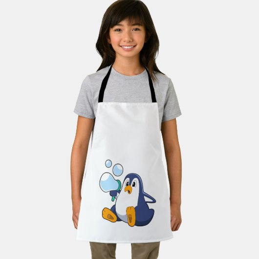 Pinguin mit Seifenblasen.PNG Schürze (Insitu)