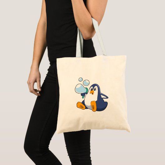 Pinguin mit Seifenblasen.PNG Tragetasche (Vorderseite (Produkt))
