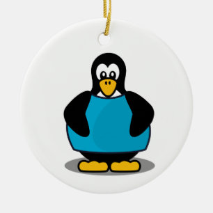 Pinguin mit Shirt Keramik Ornament