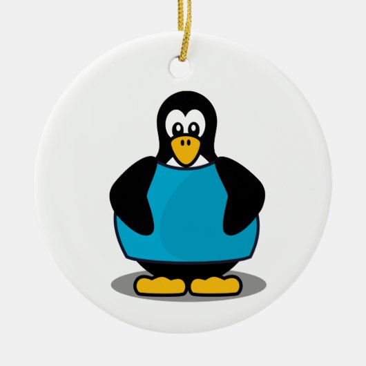 Pinguin mit Shirt Keramik Ornament (Vorne)
