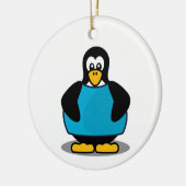 Pinguin mit Shirt Keramik Ornament (Links)