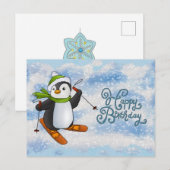 Pinguin mit Ski Karte (Vorne/Hinten)