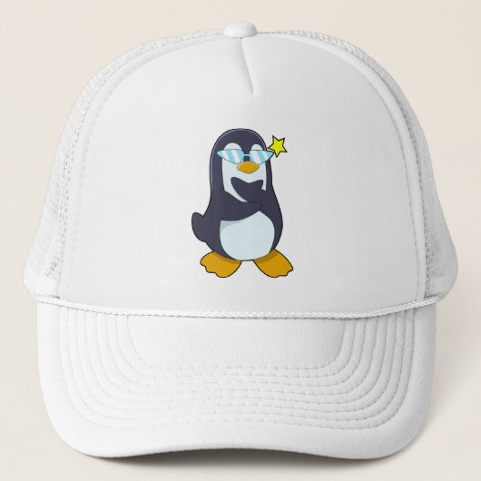 Pinguin mit Sonnenbrille Truckerkappe (Vorderseite)
