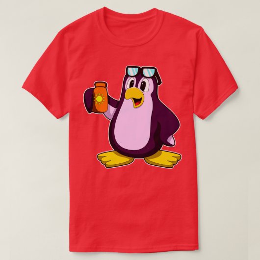 Pinguin mit Sonnencreme-Sonnenbrille T-Shirt (Design vorne)