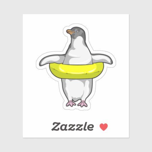 Pinguin mit Swim-Ring Aufkleber (Blatt)
