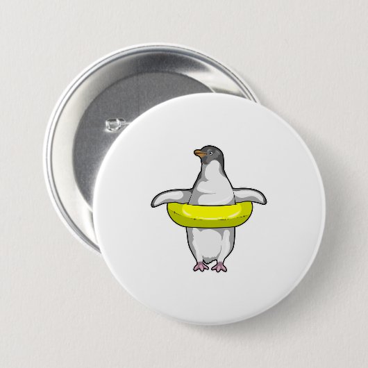 Pinguin mit Swim-Ring Button (Vorne & Hinten)