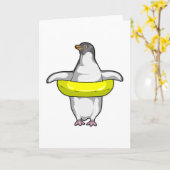 Pinguin mit Swim-Ring Karte (Gelbe Blume)
