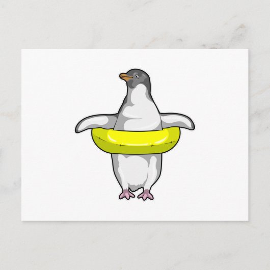 Pinguin mit Swim-Ring Postkarte (Vorderseite)