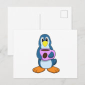 Pinguin mit Tasse Kaffee Postkarte (Vorne/Hinten)