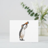Pinguin mit Teleskop Postkarte (Stehend Vorderseite)