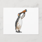 Pinguin mit Teleskop Postkarte (Vorderseite)