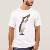 Pinguin mit Teleskop T-Shirt (Vorderseite)