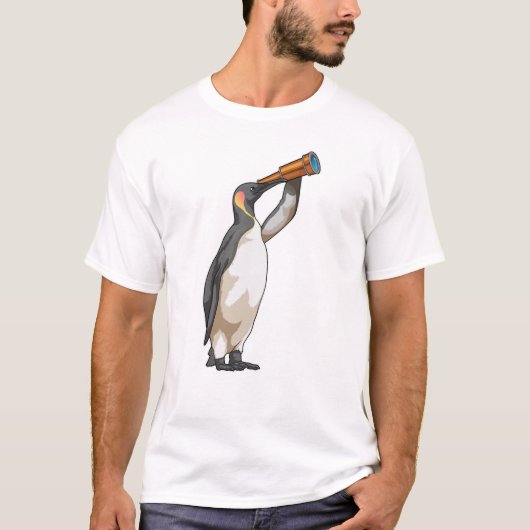 Pinguin mit Teleskop T-Shirt (Vorderseite)