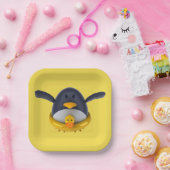 Pinguin mit Tellern aus Gummi-Entenpapier Pappteller (Party)