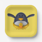 Pinguin mit Tellern aus Gummi-Entenpapier Pappteller (Vorderseite)