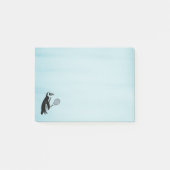 Pinguin mit Tennisschläger auf blauem Hintergrund Post-it Klebezettel (Vorderseite)