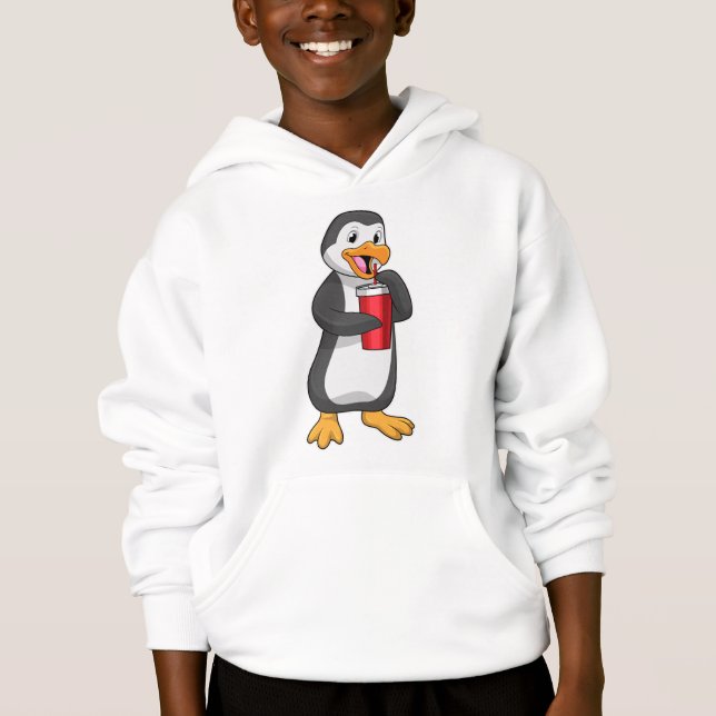 Pinguin mit Trinkbecher mit Stroh Hoodie (Vorderseite)