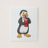 Pinguin mit Trinkbecher mit Stroh Puzzle (Vertikal)