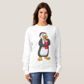 Pinguin mit Trinkbecher mit Stroh Sweatshirt (Vorne ganz)