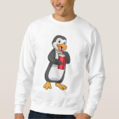 Pinguin mit Trinkbecher mit Stroh Sweatshirt (Vorderseite)