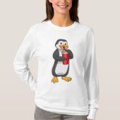 Pinguin mit Trinkbecher mit Stroh T-Shirt (Vorderseite)