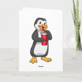 Pinguin mit Trinkbecher mit Strohhalm Karte (Rückseite)