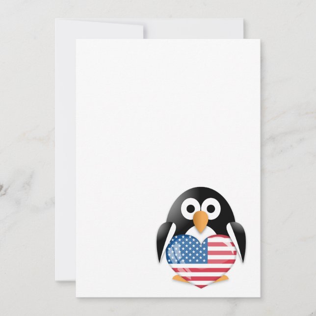 Pinguin mit US-Flagge (Vorderseite)