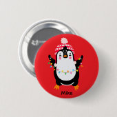 Pinguin mit Weihnachtsbeleuchtung Button (Vorne & Hinten)