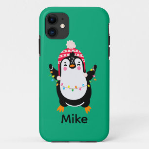 Pinguin mit Weihnachtsbeleuchtung Case-Mate iPhone Hülle