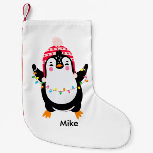 Pinguin mit Weihnachtsbeleuchtung Kleiner Weihnachtsstrumpf