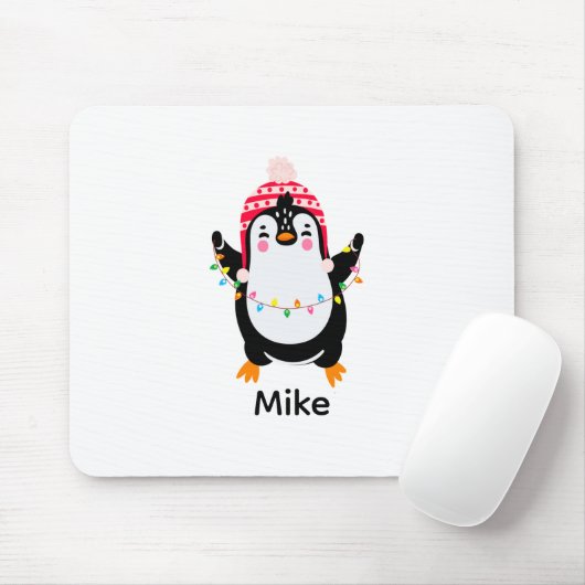 Pinguin mit Weihnachtsbeleuchtung Mousepad (Mit Mouse)