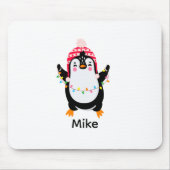 Pinguin mit Weihnachtsbeleuchtung Mousepad (Vorne)