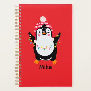 Pinguin mit Weihnachtsbeleuchtung Planer