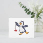 Pinguin mit Yo-Yo Postkarte (Stehend Vorderseite)
