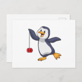 Pinguin mit Yo-Yo Postkarte (Vorne/Hinten)
