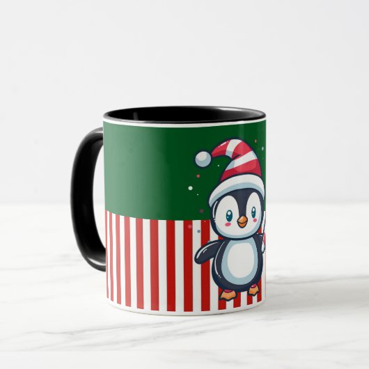 Pinguin mit Zuckerstange Tasse (Vorderseite Links)