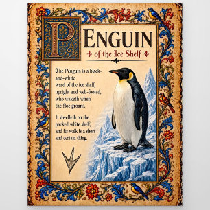 Pinguin, mittelalterliche Bestiarien-Kunst Postkarte