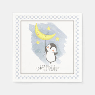 Pinguin-Mond-Wasserfarbe-Baby-Shower-Servietten Serviette