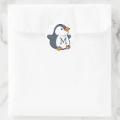 Pinguin Monogram Kid's Runder Aufkleber (Tasche)