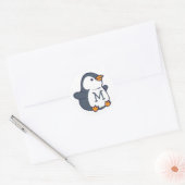 Pinguin Monogram Kid's Runder Aufkleber (Umschlag)