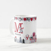 Pinguin Monogram Name Christmas Kaffeetasse (Vorderseite Links)