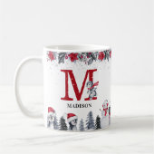 Pinguin Monogram Name Christmas Kaffeetasse (Links)